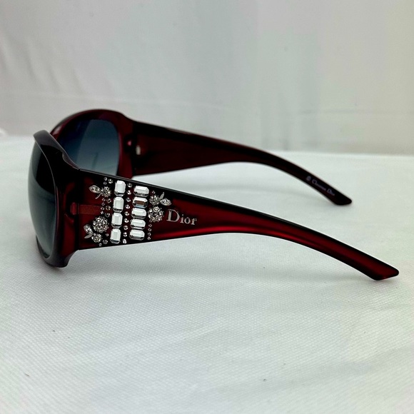 Dior Limited Red Swarovski Crystals Oval Gradient Lens Acetate Sunglasses - Picture 6 of 14